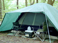 Tent with a tarp at campsite
